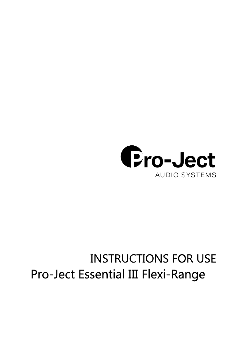 Page n°1 - Manuel utilisateur Pro-Ject Essential III RecordMaster