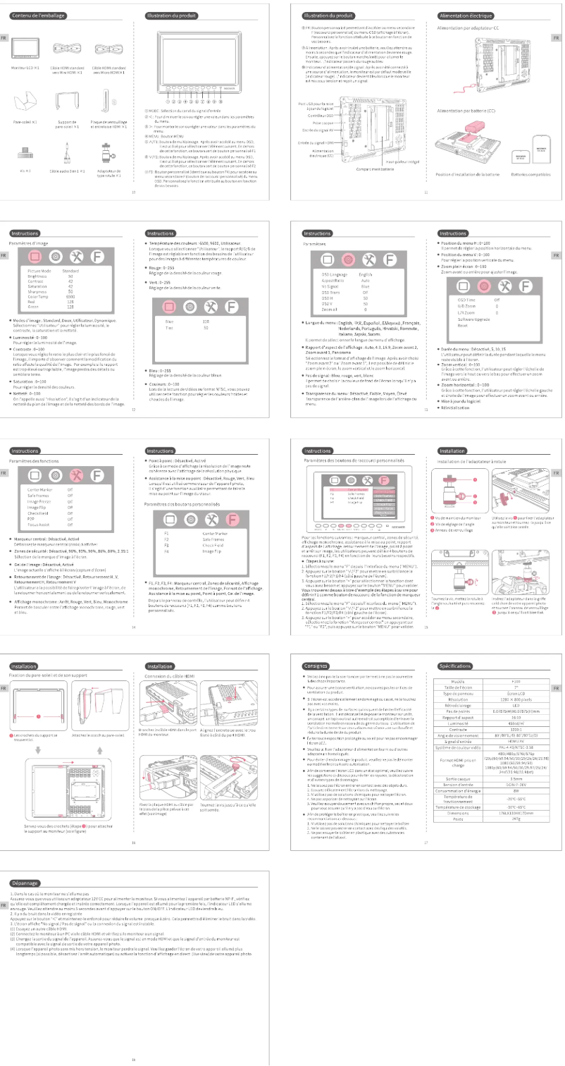 Page n°1 - Manuel utilisateur Neewer F100