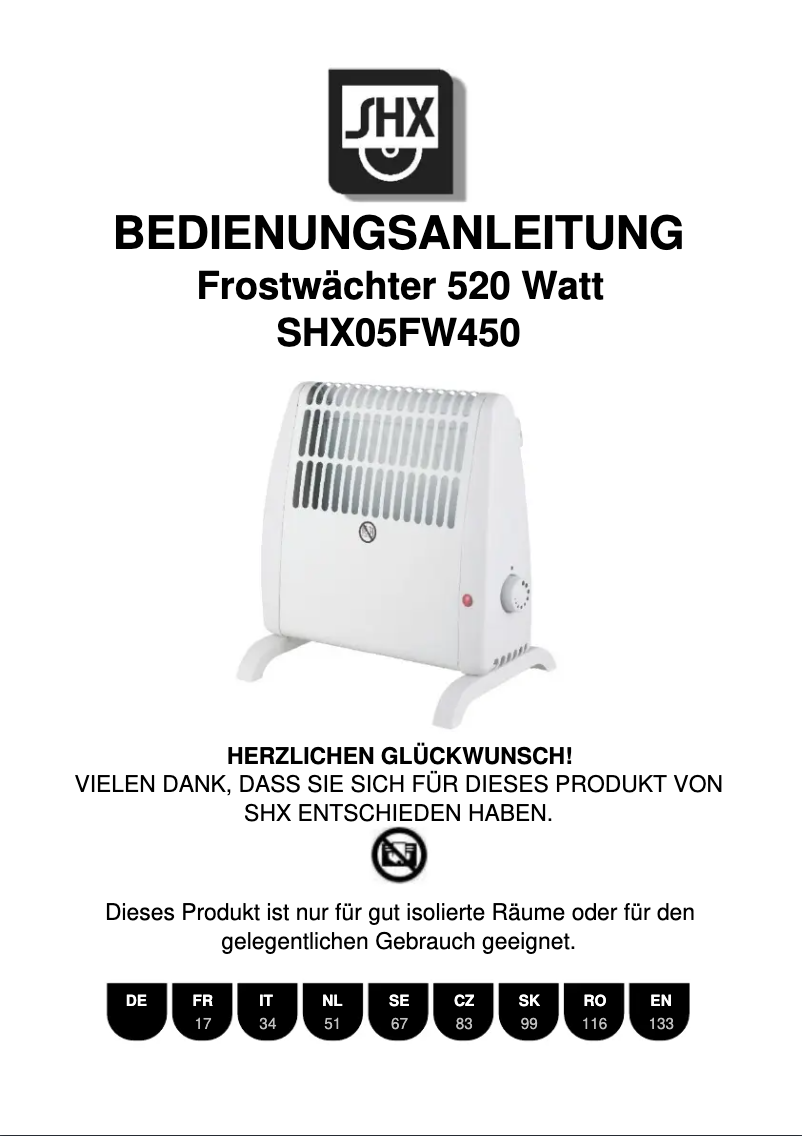 Page n°1 - Manuel utilisateur SHX SHX05FW450