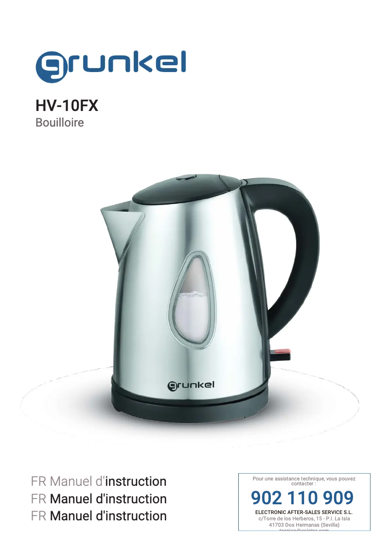 Page 1 de la notice Manuel utilisateur Grunkel HV-10FX