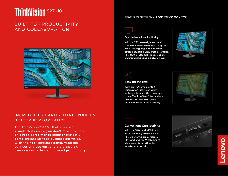 Image de la première page du manuel de l'appareil ThinkVision S27i-10