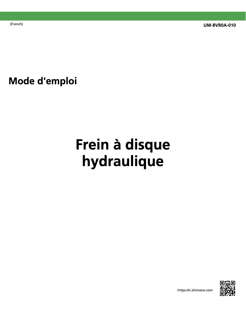 Page 1 de la notice Manuel utilisateur Shimano SM-RT800