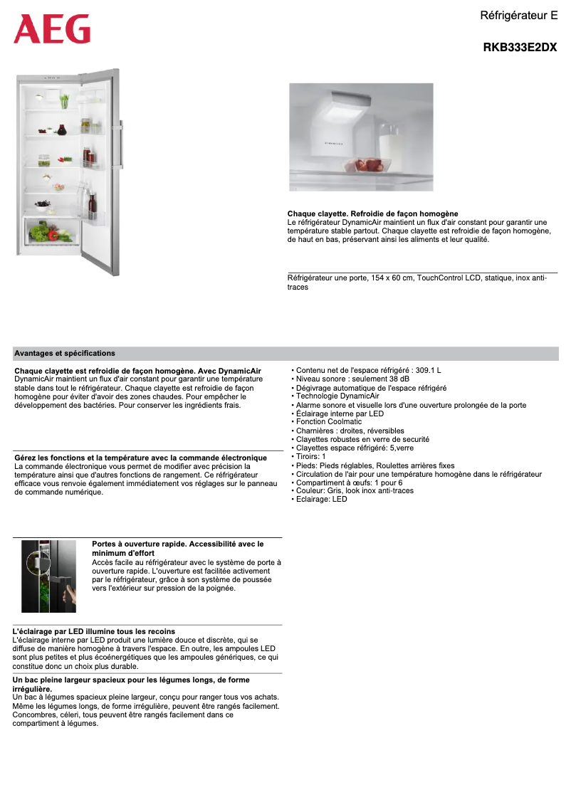Página 1 del manual Ficha técnica AEG RKB333E2DX