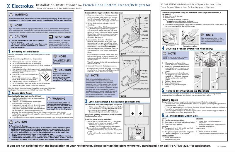 Page 1 de la notice Guide d'installation Electrolux EI23BC35KW