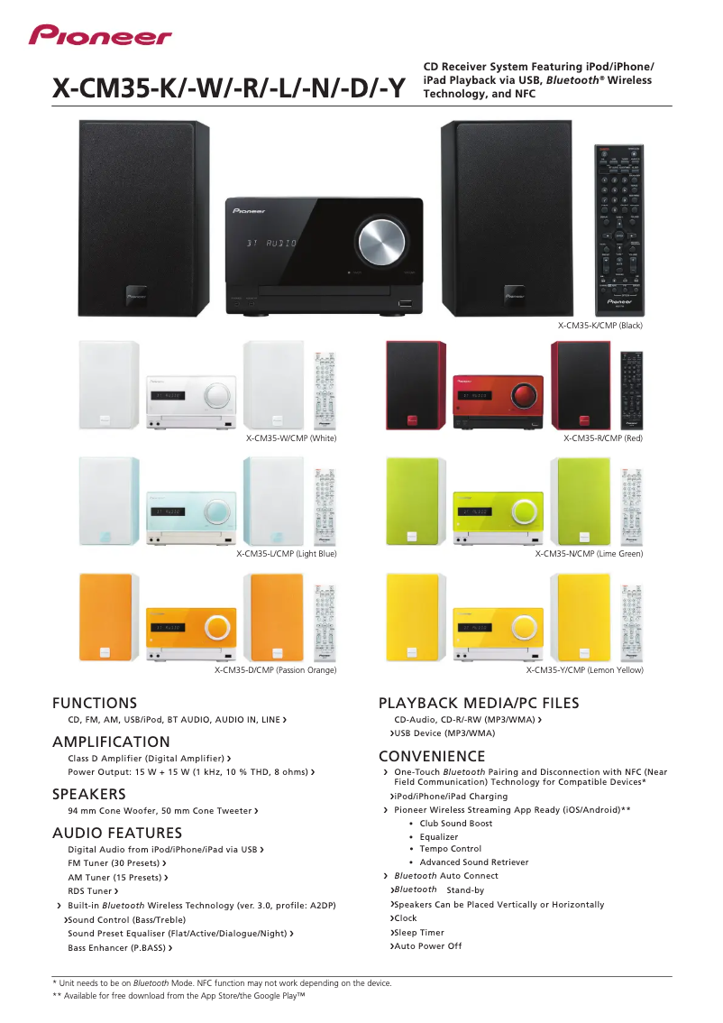 Page n°1 - Manuel utilisateur Pioneer X-CM35BT