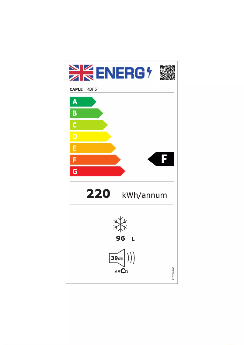 Page 1 de la notice Label énergétique Caple RBF5
