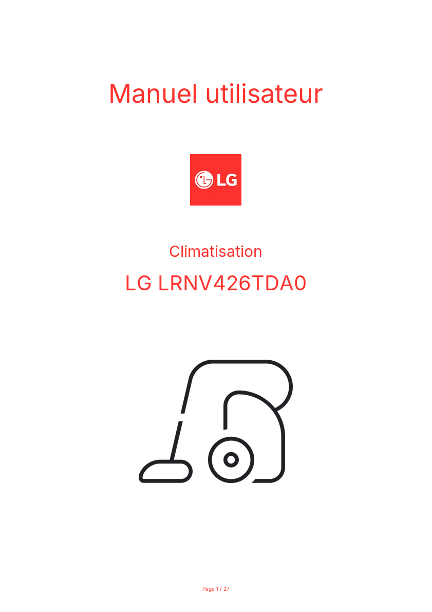 Image de la première page du manuel de l'appareil LRNV426TDA0