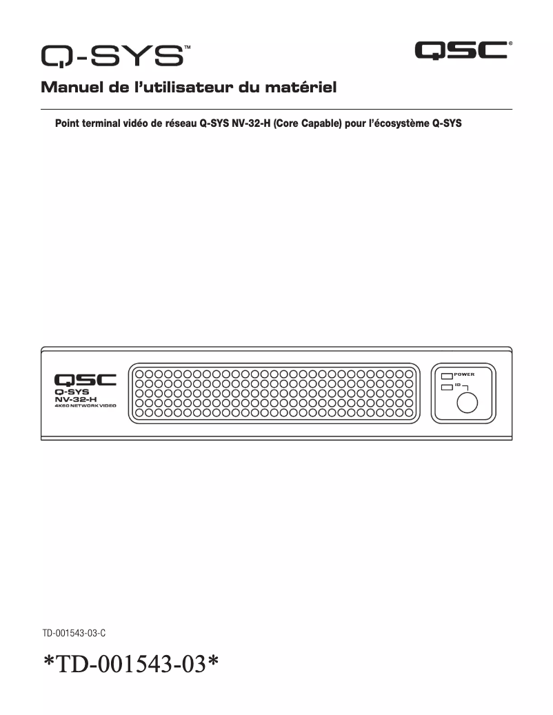 Page 1 de la notice Manuel utilisateur QSC NV-32-H