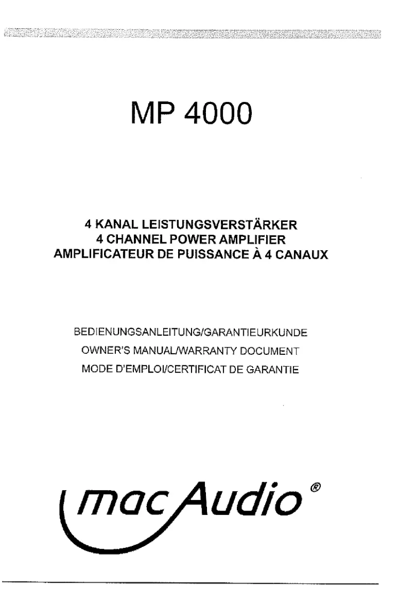 Page 1 de la notice Manuel utilisateur Mac Audio MP 4000