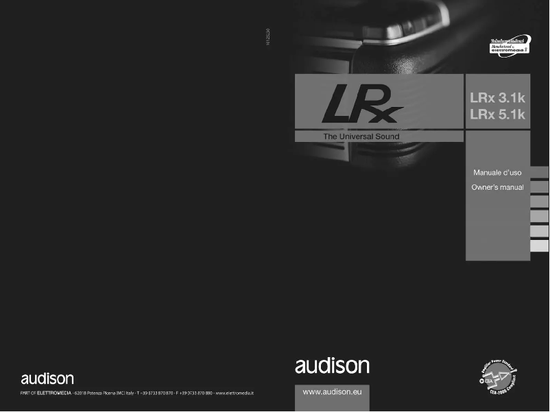 Page n°1 - Manuel utilisateur Audison LRx 3.1k