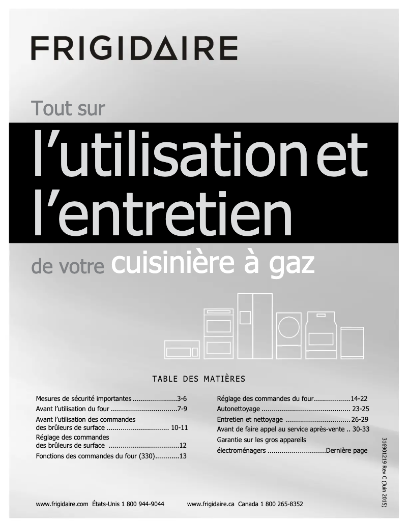 Image de la première page du manuel de l'appareil FGGF3032MW