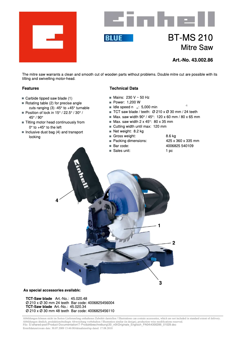 Image de la première page du manuel de l'appareil BT-MS 210
