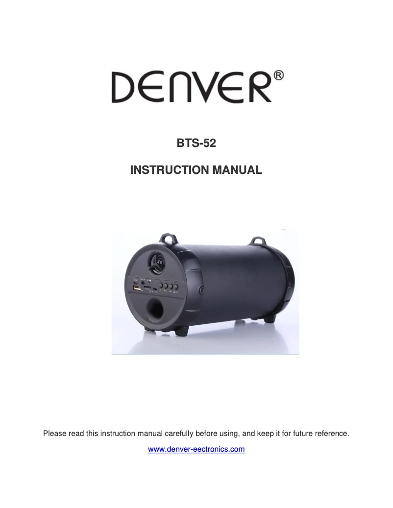Page 1 de la notice Manuel utilisateur Denver BTS-52