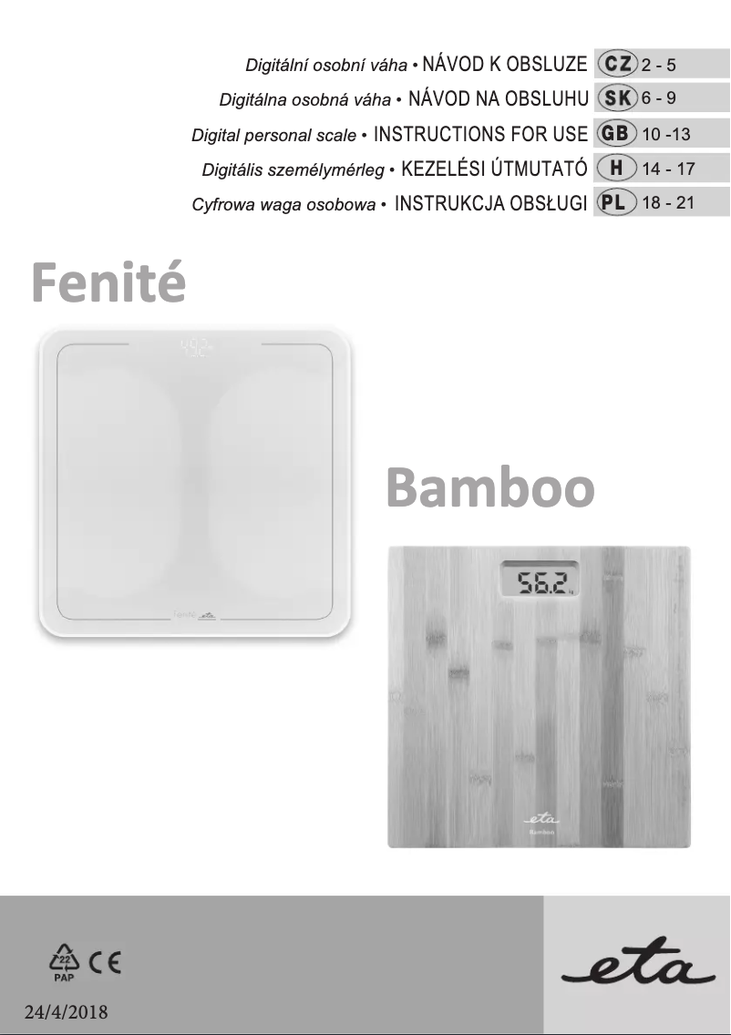 Page 1 de la notice Manuel utilisateur Eta Fenité 8780 90000