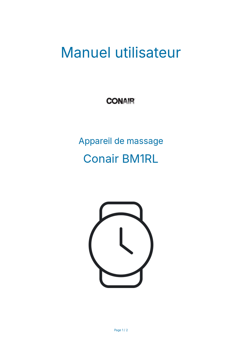 Page n°1 - Manuel utilisateur Conair BM1RL