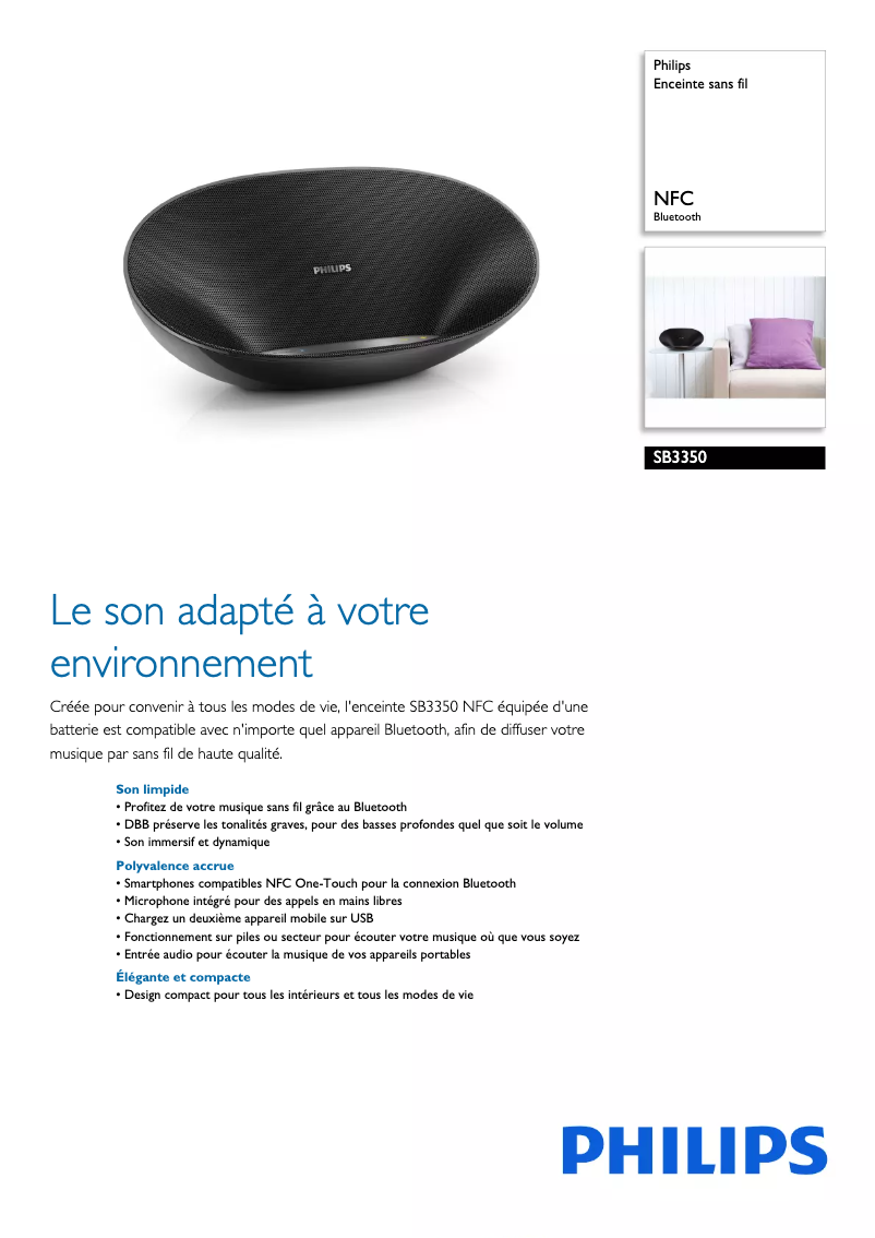 Image de la première page du manuel de l'appareil SB3350