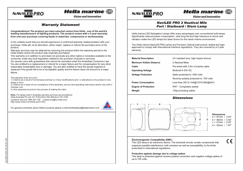 Página 1 del manual Manual de usuario Hella Marine NaviLED PRO 2