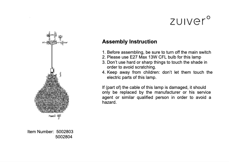 Página 1 del manual Manual de usuario Zuiver Cable Drop