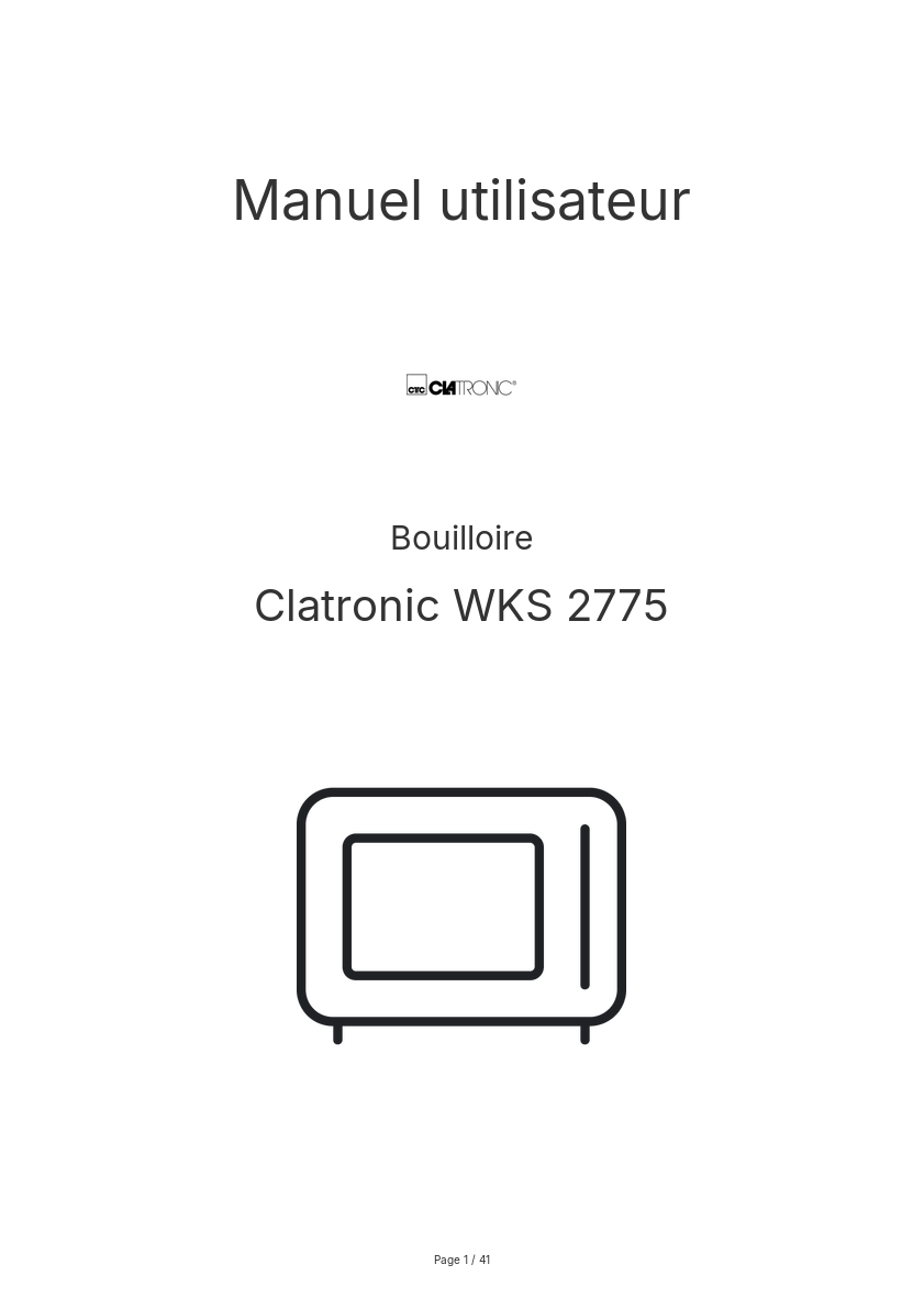 Image de la première page du manuel de l'appareil WKS 2775