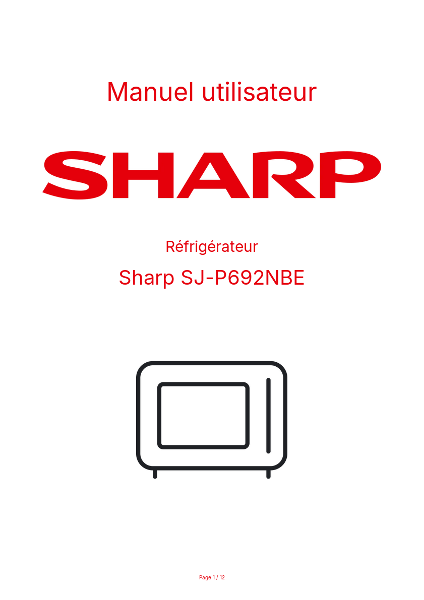 Page n°1 - Manuel utilisateur Sharp SJ-P692NBE