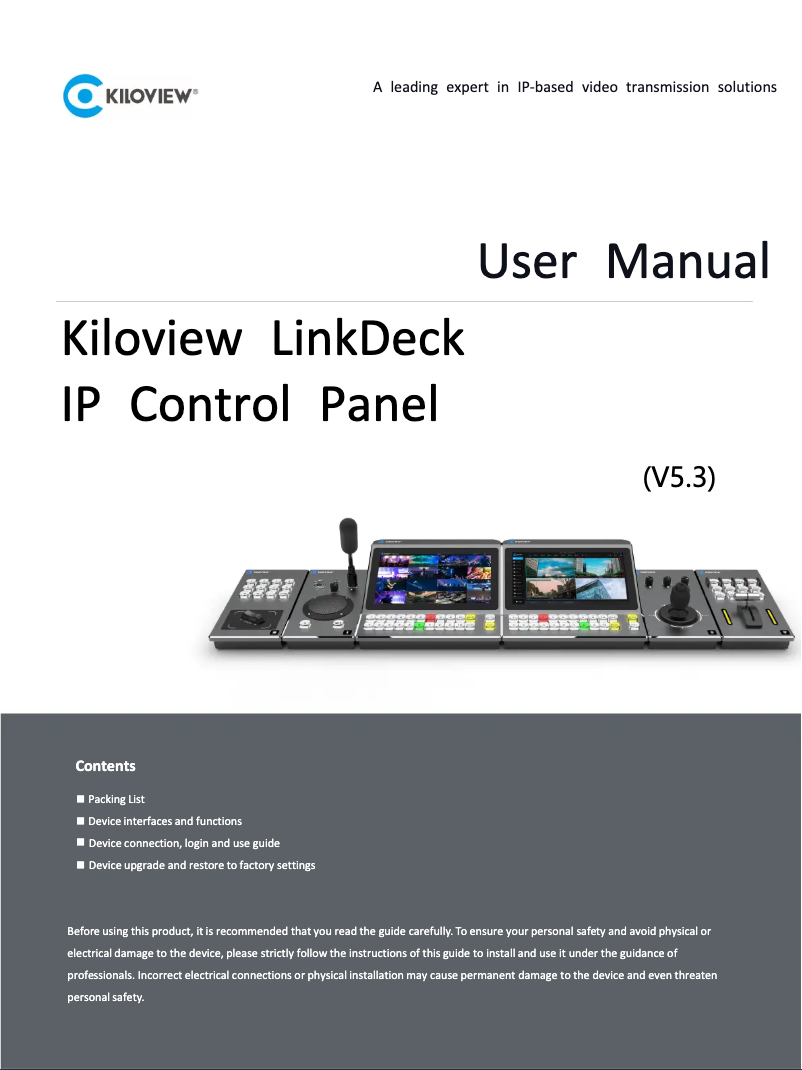 Page 1 de la notice Manuel utilisateur Kiloview LinkDeck