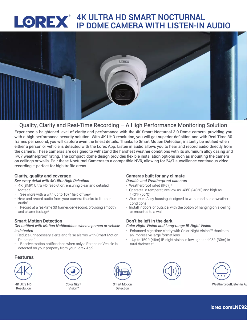 Página 1 del manual Ficha técnica Lorex LNE9242B