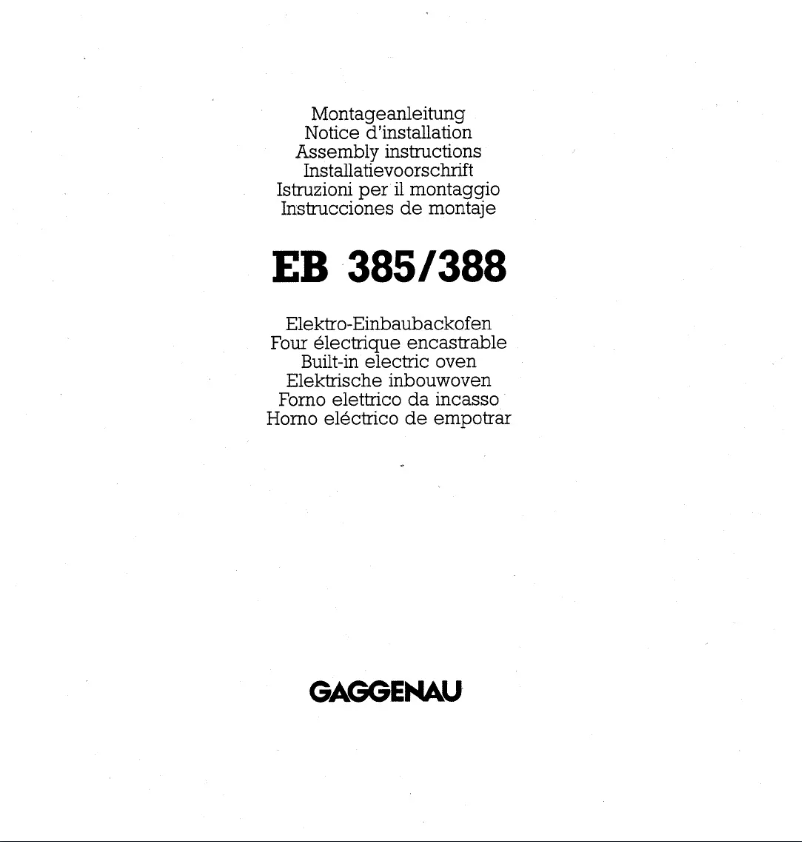 Page 1 de la notice Guide d'installation Gaggenau EB 388-110