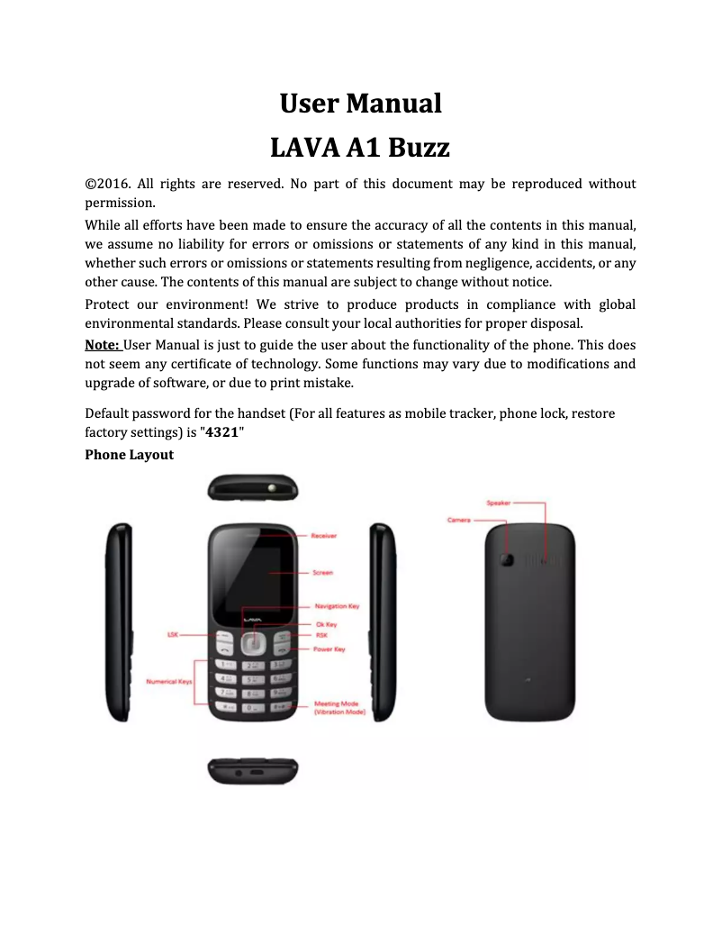 Page n°1 - Manuel utilisateur Lava A1 Buzz