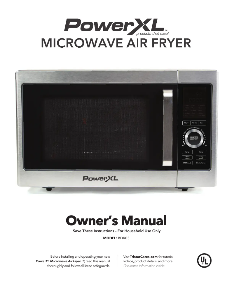 Page 1 de la notice Manuel utilisateur PowerXL Microwave Air Fryer BDK03