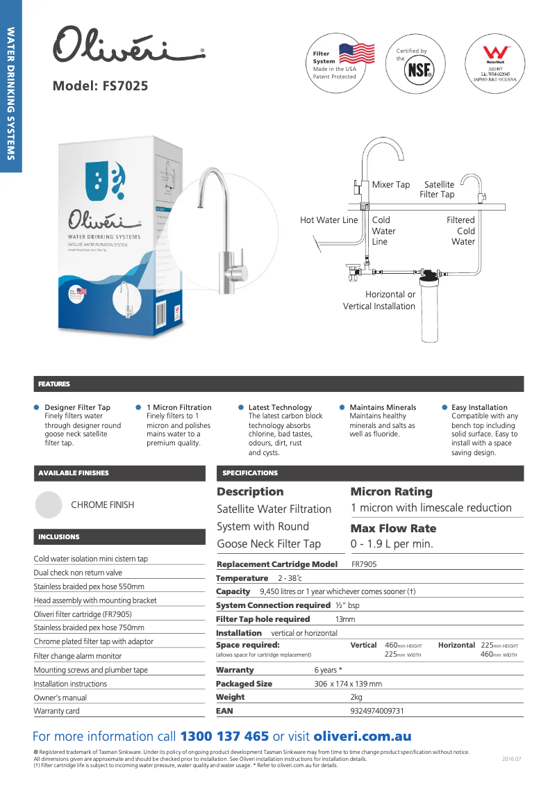 Página 1 del manual Ficha técnica Oliveri FS7025
