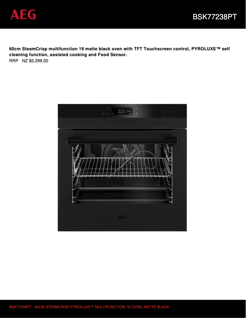 Page 1 de la notice Fiche technique AEG BSK77238PT