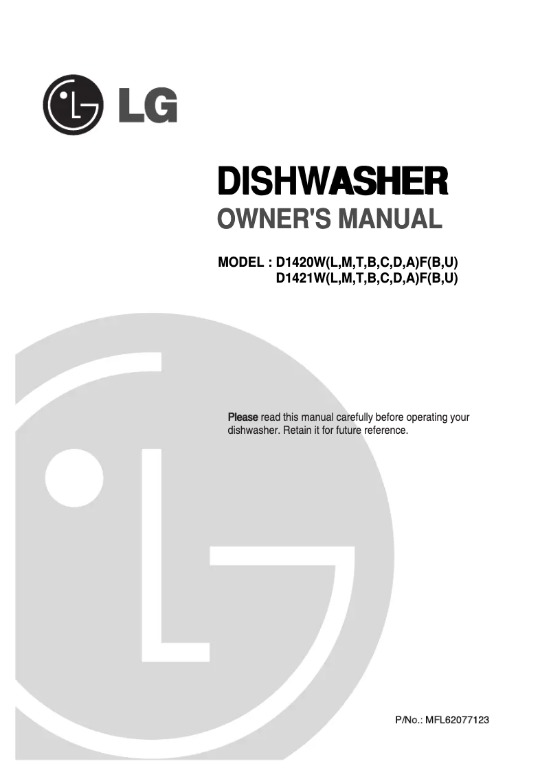 Page 1 de la notice Manuel utilisateur LG D1420WFB