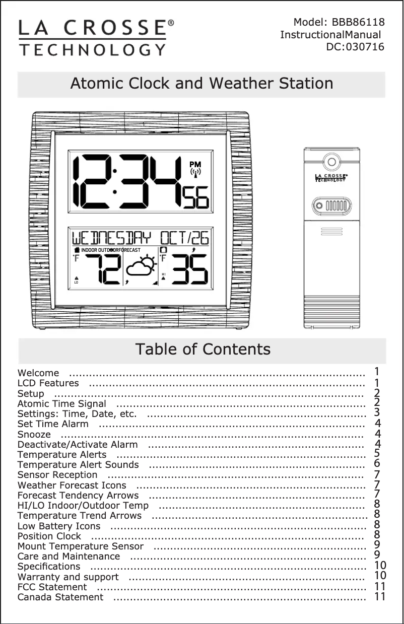 Imagen de la primera página del manual del dispositivo BBB86118