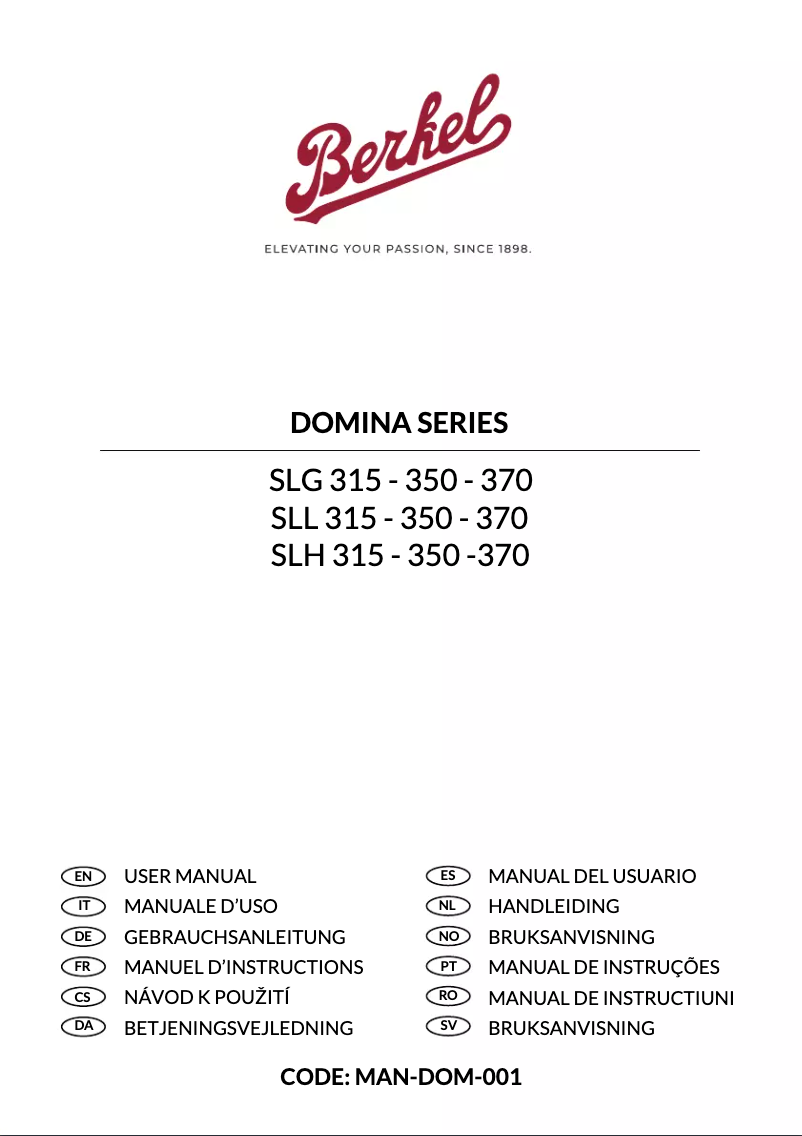 Page n°1 - Manuel utilisateur Berkel Domina Salumeria SLL350