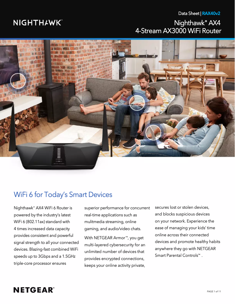 Page 1 de la notice Fiche technique Netgear Nighthawk RAX40v2
