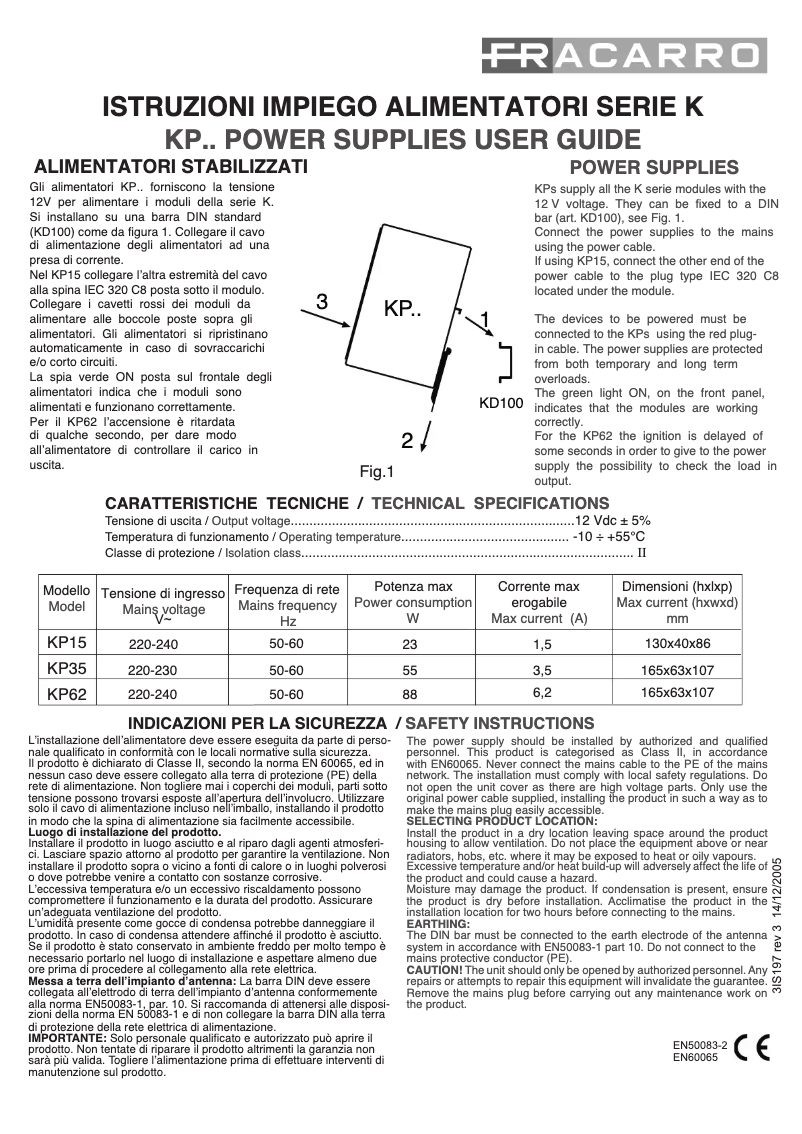 Image de la première page du manuel de l'appareil KP15
