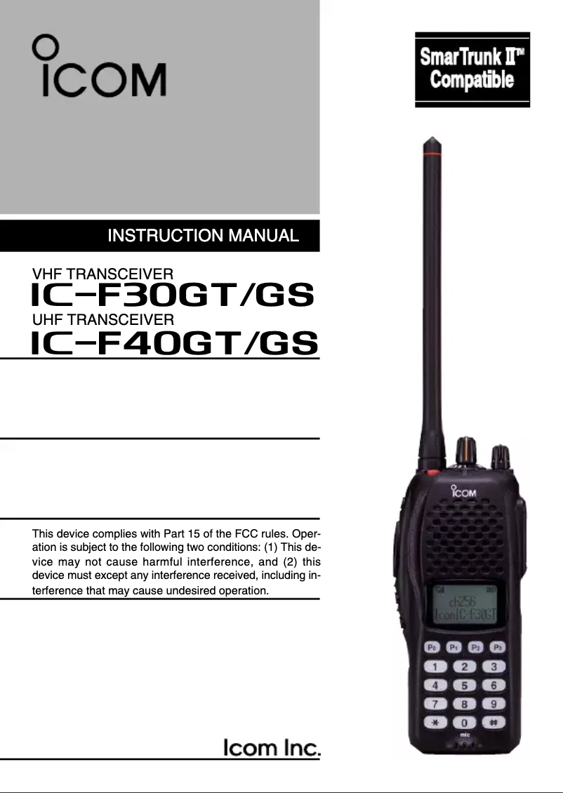 Page n°1 - Manuel utilisateur ICOM IC-F30GT