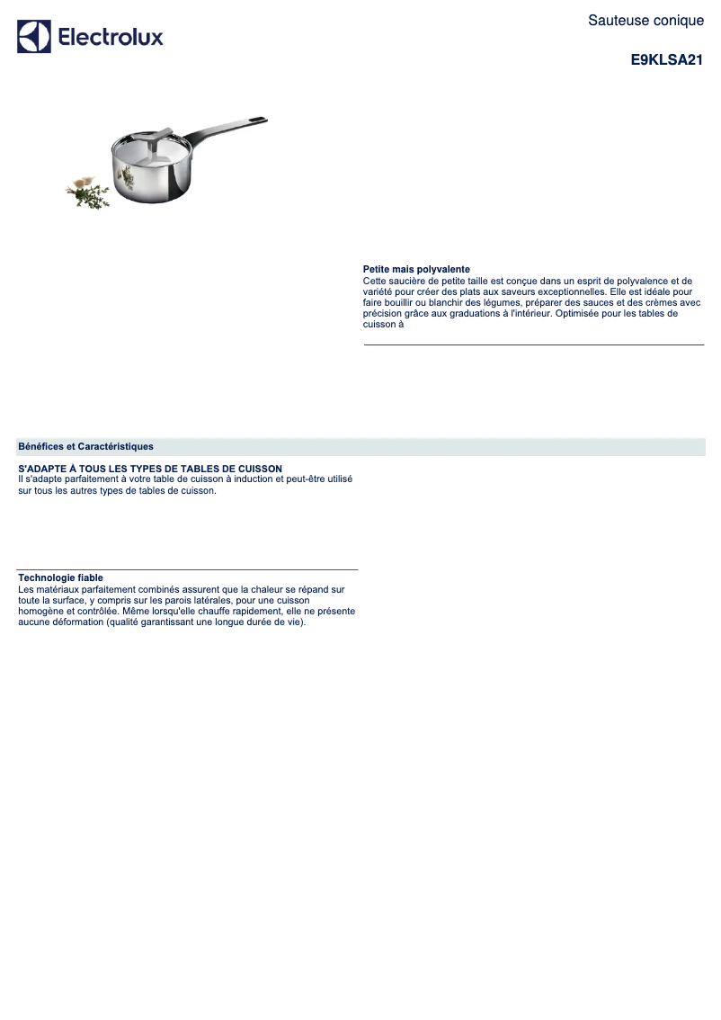 Page 1 de la notice Manuel utilisateur Electrolux E9KLSA21