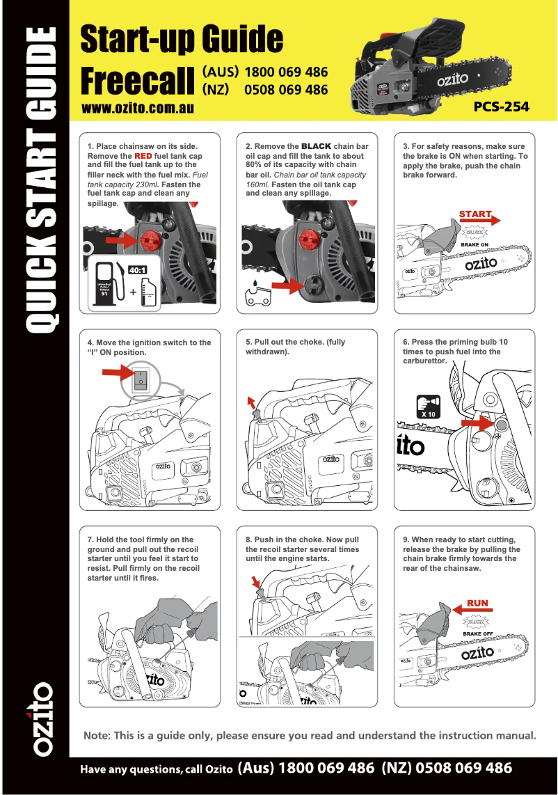 Page 1 de la notice Manuel utilisateur Ozito PCS-254