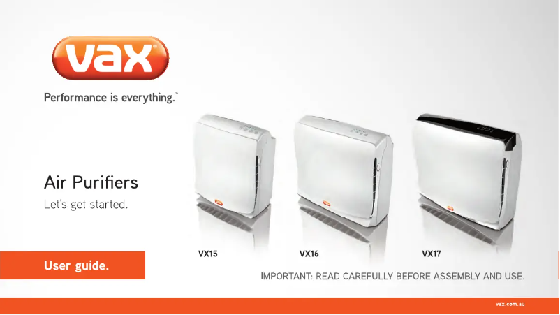 Page 1 de la notice Manuel utilisateur Vax VX15