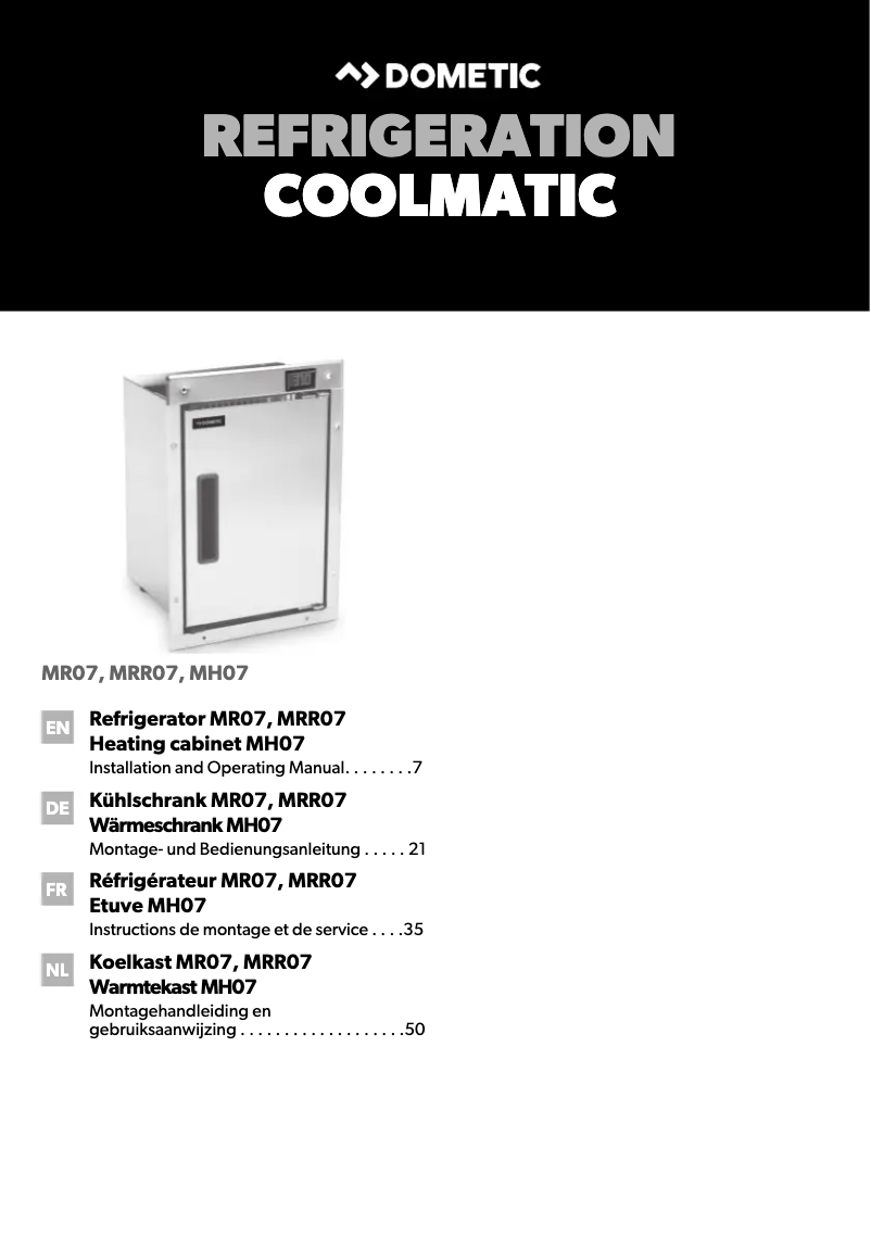 Página 1 del manual Manual de instrucciones Dometic CoolMatic MR 07