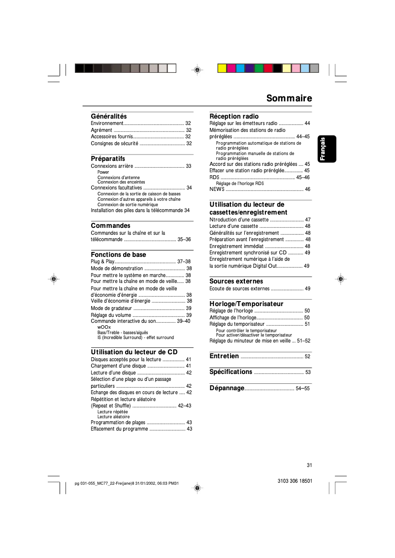 Page n°1 - Manuel utilisateur Philips MC-77