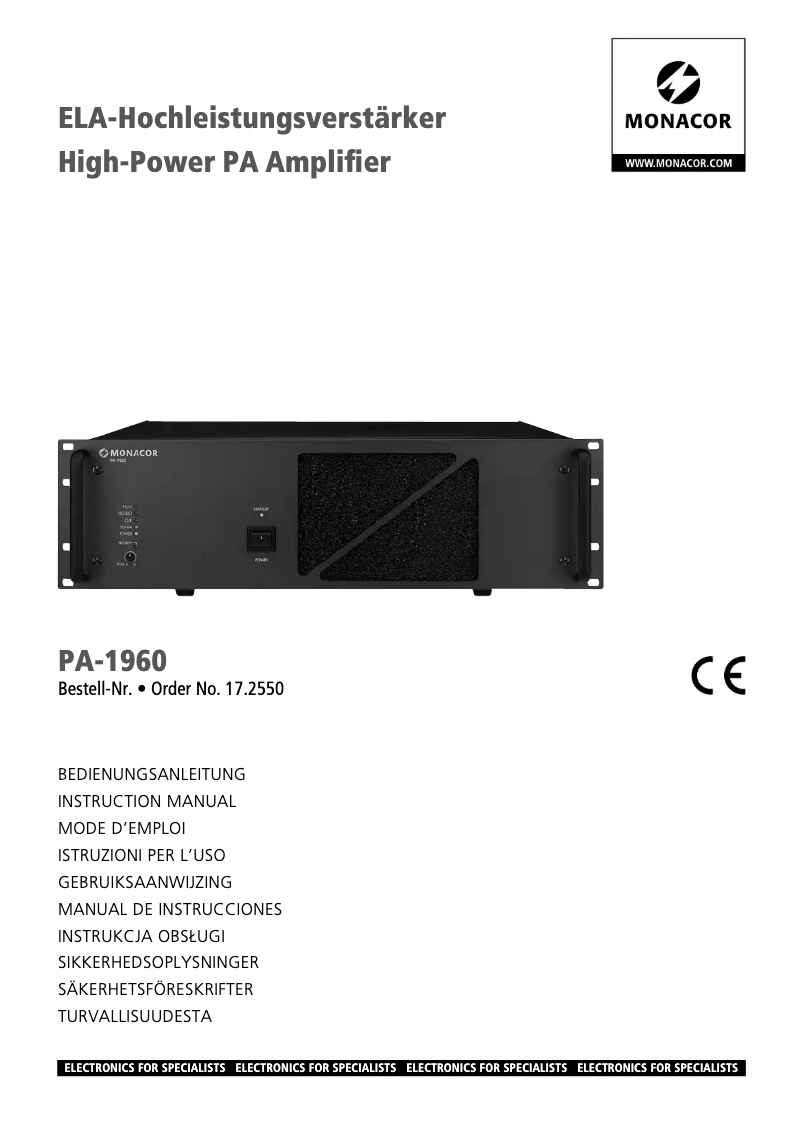 Page n°1 - Manuel utilisateur Monacor PA-1960
