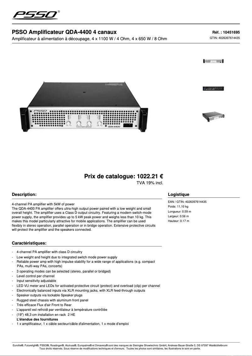 Página 1 del manual Ficha técnica PSSO QDA-4400