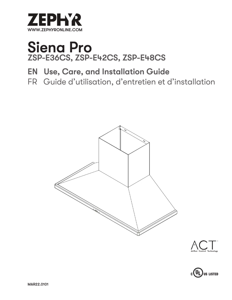 Page 1 de la notice Manuel utilisateur Zephyr Siena Pro ZSP-E48CS
