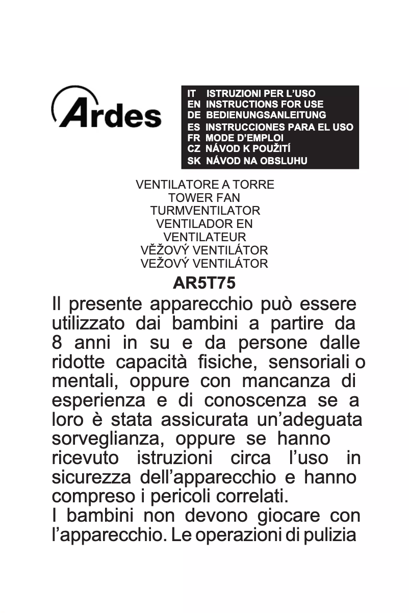 Page n°1 - Manuel utilisateur Ardes AR5T75