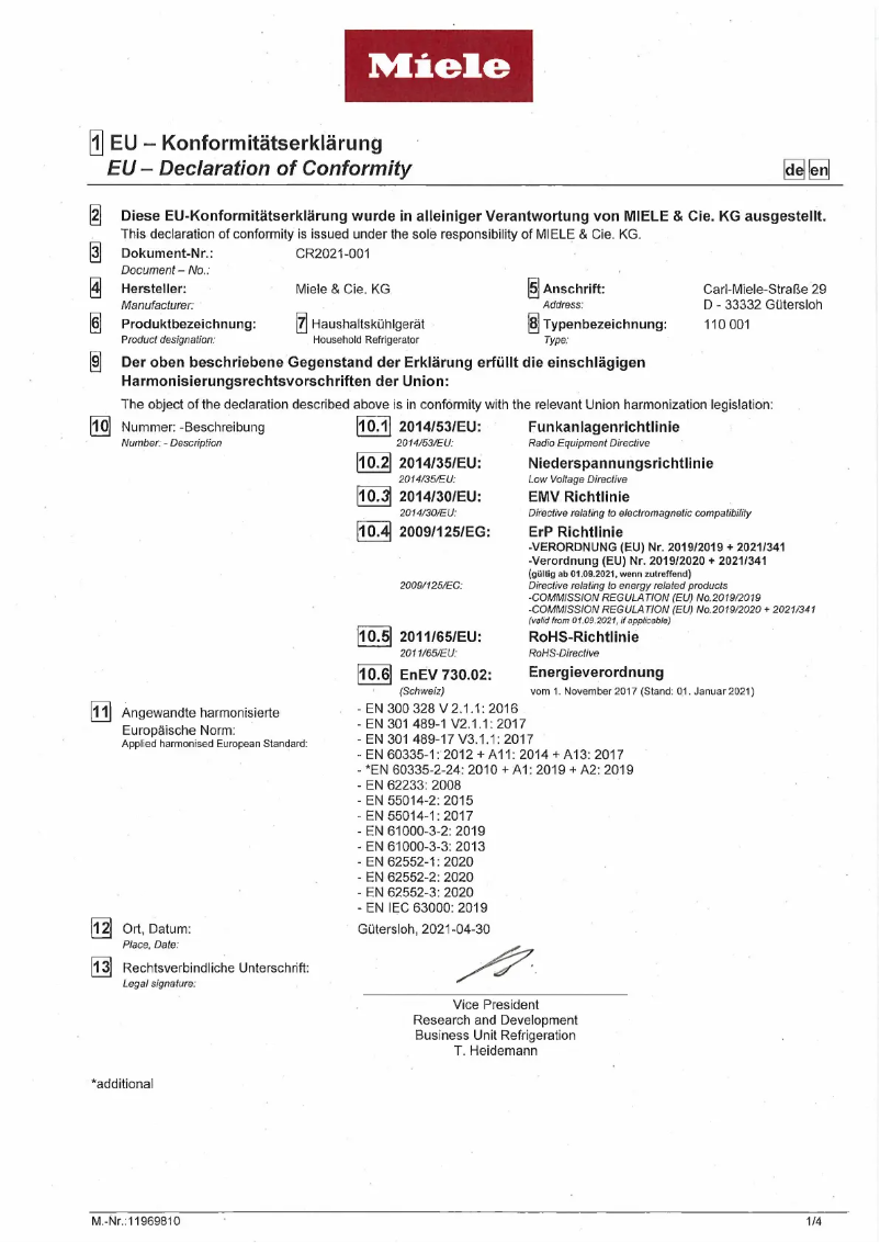Page 1 de la notice Manuel utilisateur Miele K 7233 E