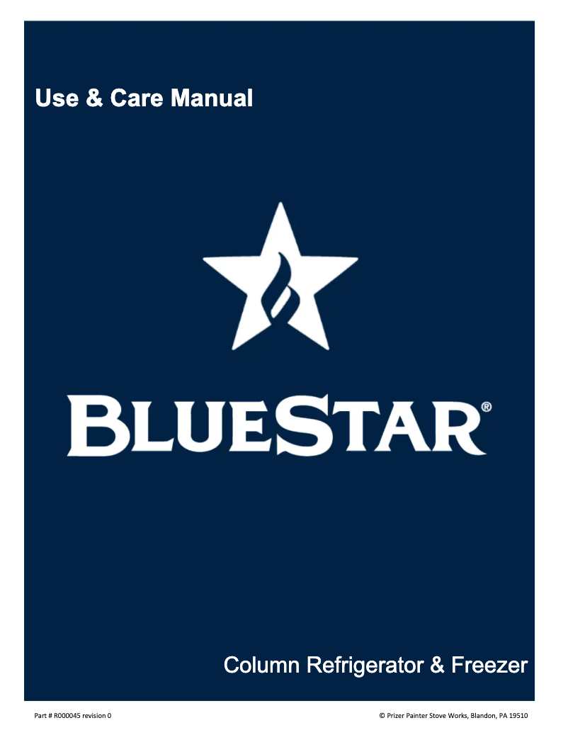 Page n°1 - Manuel d'utilisation et d'entretien BlueStar BIRP24L0