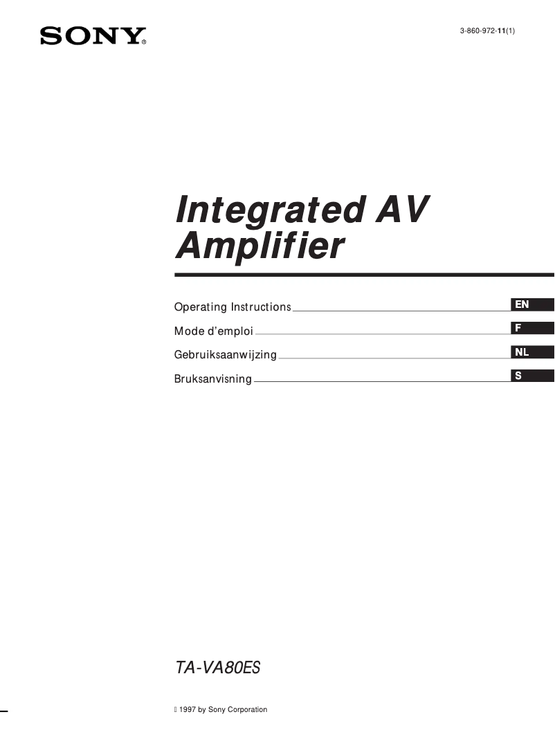Page 1 de la notice Manuel utilisateur Sony TA-VA80ES