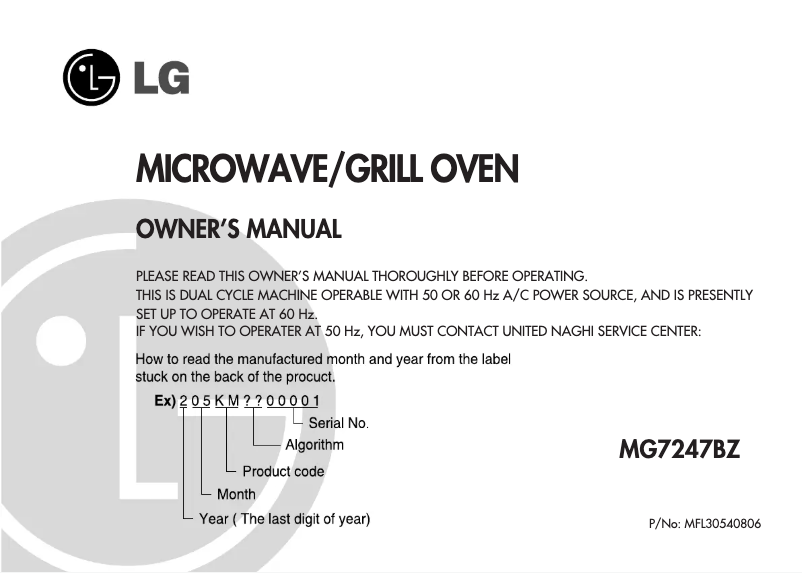 Image de la première page du manuel de l'appareil MG7247BZ